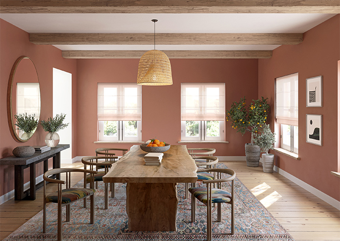 Pavia Voile, Peach Blush - Roman Blind - Image 8